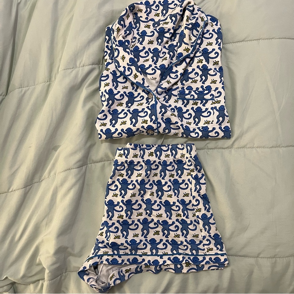 Roller Rabbit Blue Monkey Polo Pajamas Large